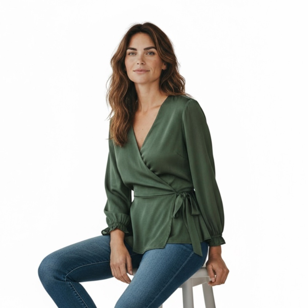 AUW silky wrap top